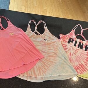 3 tank tops Pink and Tie-Dye